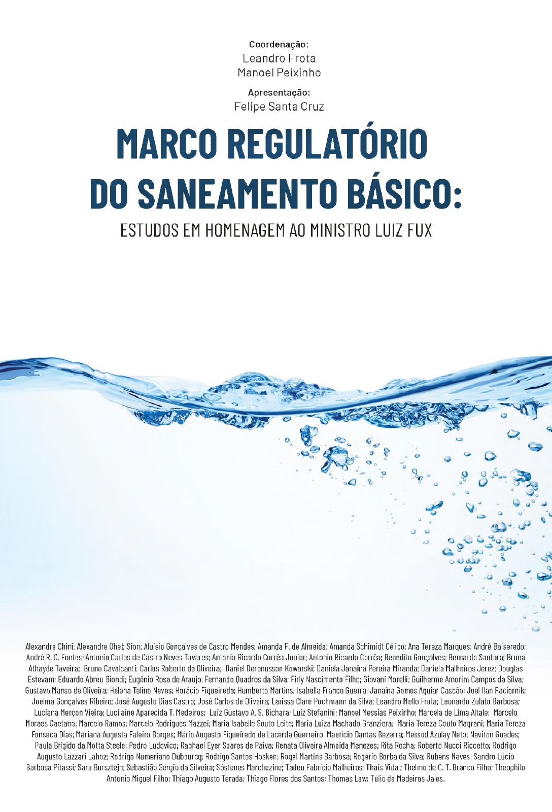 Capa original: Marco Regulatório do Saneamento Básico: estudos em homenagem ao ministro Luiz Fux